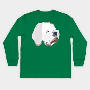 Bichon Frise Mix Dog Abstract Portrait Lime Kids Long Sleeve T-Shirt